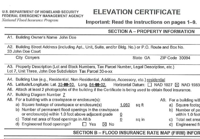 Fema Elevation Certificate1.1 - Wiggins Land Surveying